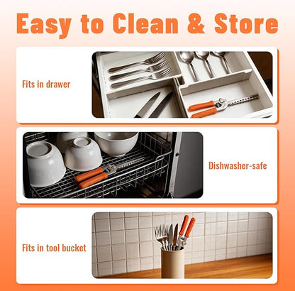 Rib Membrane Removal Tool, 11 Inch Stainless Steel Rib Prep Tool Membrane Remover, Pork Rib Skinner with Non-Slip Handle for Effortless BBQ Preparation (Orange)