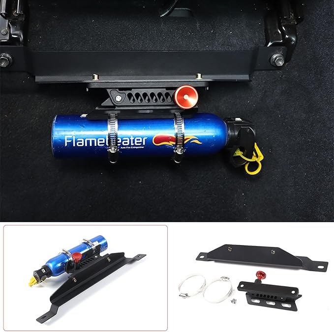 Quick Release Adjustable Aluminum Fire Extinguisher Holder Mount Bracket Compatible with Toyota Tacoma 2023 2022 2021 2020-2016, Aluminum Car Seat Fire Extinguisher Bracket, 3rd Gen Tacoma Accessories