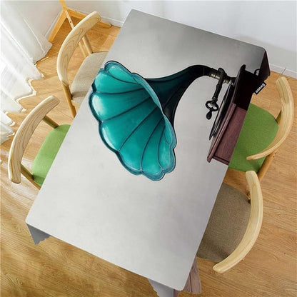 Swono Gramophone Table Cover Vintage Gramophone Phonograph Music 50x72 Inch Table Cloth for Rectangle Tables Buffet Parties Coffee BBQ and Dinning Tablecloth