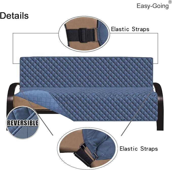 Easy-Going Reversible Couch Cover, Large Futon Sofa, Dark Blue/Light Blue | Machine Washable Slipcover For Dogs, Water Resistant Furniture Mat For Living Room, Non-Slip Sofa Cover, Pet Friendly