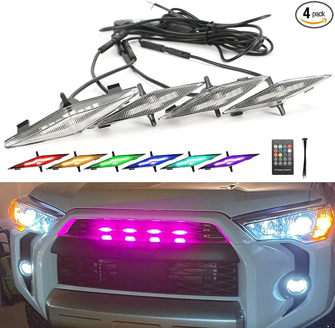 RGB Grill LED Lights for 2014-2019 Toyota 4Runner,2014-2024 TRD Pro ONLY | Front Grille LED light for 4Runner SR5,TRD Off-Road,Limited 2014-2019,4runner TRD Pro 2014-2020 Includes Fuse Instruction