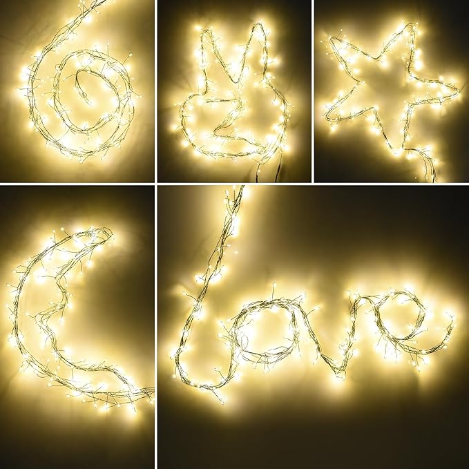 Battery Operated Fairy Lights With Remote - 200 LED Christmas Twinkle Lights With Timer, 16Ft Green Wire, Waterproof String Light for Bedroom, Garland, Outdoor Tree, Wreath - Battery Power (Pack of 2)