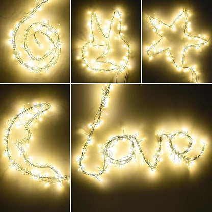 Battery Operated Fairy Lights With Remote - 200 LED Christmas Twinkle Lights With Timer, 16Ft Green Wire, Waterproof String Light for Bedroom, Garland, Outdoor Tree, Wreath - Battery Power (Pack of 2)