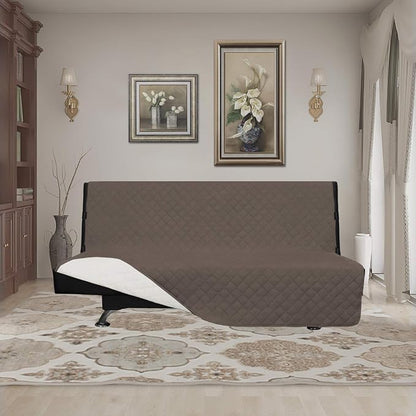Easy-Going Reversible Couch Cover, Large Futon Sofa, Taupe/Ivory | Machine Washable Slipcover For Dogs, Water Resistant Furniture Mat For Living Room, Non-Slip Sofa Cover, Pet Friendly