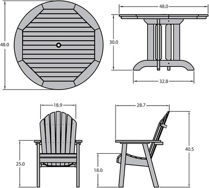 Highwood Hamilton 5-Piece Round Set, Dining Height, 48in, Federal Blue