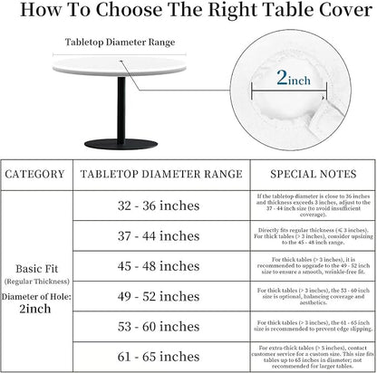 Outdoor Tablecloth with Umbrella Hole and Zipper Fits 49-52" Tables | Waterproof Round Fitted Tablecloth with Elastic Edge, Wipeable Outdoor Table Cover for Patio, Garden, Picnic