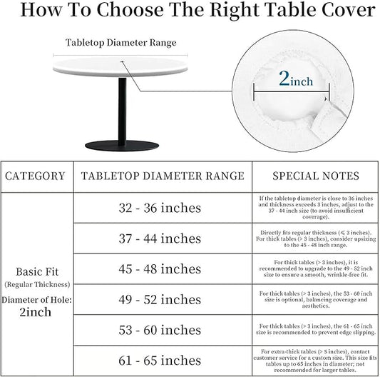 Outdoor Tablecloth with Umbrella Hole and Zipper Fits 49-52" Tables | Waterproof Round Fitted Tablecloth with Elastic Edge, Wipeable Outdoor Table Cover for Patio, Garden, Picnic