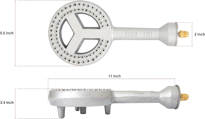 COOKAMP Cast Iron Propane Burner Head 60000 BTU with Brass Fitting Orifice (SH12RH - DIY Burner & Regulator)