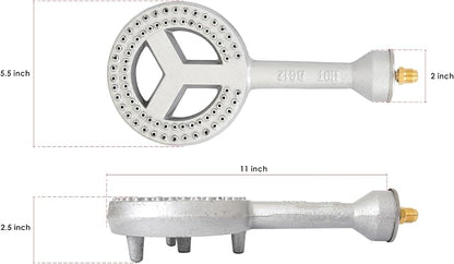 COOKAMP Cast Iron Propane Burner Head 60000 BTU with Brass Fitting Orifice (SH12RH - DIY Burner & Regulator)