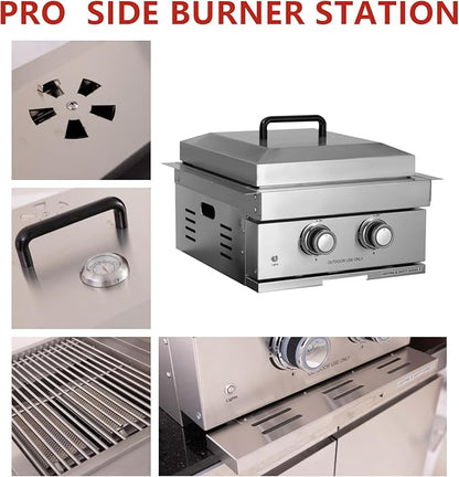 12PCS 32" Built - In Outdoor Kitchen System, 60000 Btu Stainless Steel BBQ Grill Island, Propane Gas Grill with Ice Bin, Paper Towel Holder, Cabinets, Rotisserie Kit, Backyard Cooking Station