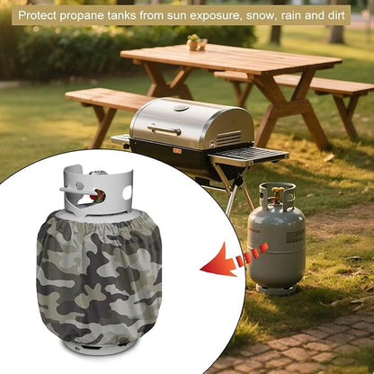 Camo Propane Tank Cover Fits Standard 20 lb Tank Cylinde Travel Trailer Propane Covers with Elastic Slip in Gas Cover Water & Wear-Resistant for Outdoor and Indoor Use