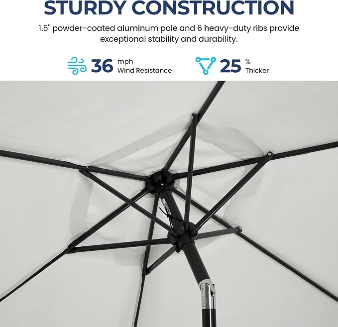 SUNVIVI OUTDOOR Outdoor Patio Umbrella, Patio Umbrella, Market Umbrella, Large Outdoor Umbrella, Metal Pole Umbrella with Push Button Tilt and Crank, Polyester Canopy