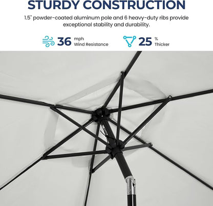 SUNVIVI OUTDOOR Outdoor Patio Umbrella, Patio Umbrella, Market Umbrella, Large Outdoor Umbrella, Metal Pole Umbrella with Push Button Tilt and Crank, Polyester Canopy