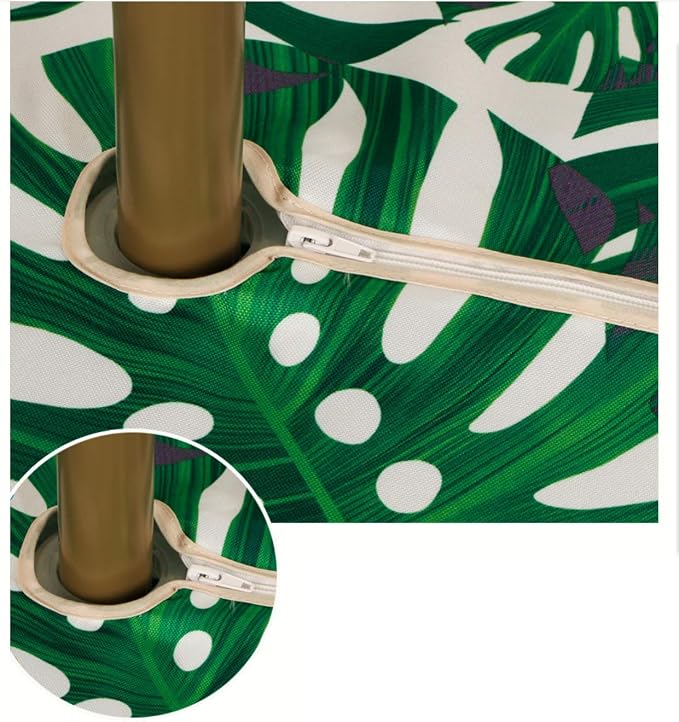 SUQ I OME Patio Outdoor Umbrella Tablecloth with Hole and Zipper,Zippered,Spring Summer Table Covers for Backyard Circular Table BBQs Picnic(Leaf Green,60'' Round)