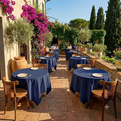 8 Pack Navy Blue Square Tablecloth 54 x 54 Inch | Wrinkle Resistant, Washable, Polyester Fabric, Square Table Cloth for Dining Party Banquet Buffet Wedding