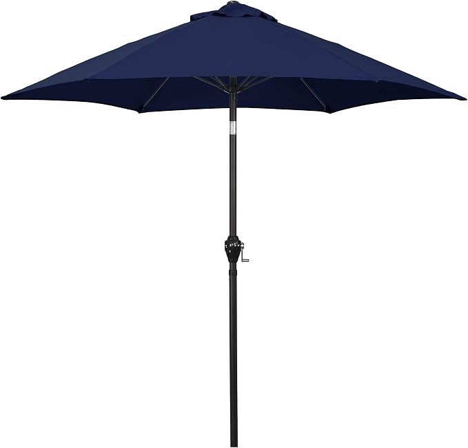 Sunline 7.5 ft Patio Umbrella with Crank & Push Button Tilt, Outdoor Market Umbrella with UV Protection & Wind Vent and Fiberglass Ribs, Metal Frame for Deck, Pool & Table, Navy Blue
