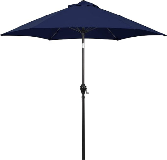 Sunline 7.5 ft Patio Umbrella with Crank & Push Button Tilt, Outdoor Market Umbrella with UV Protection & Wind Vent and Fiberglass Ribs, Metal Frame for Deck, Pool & Table, Navy Blue