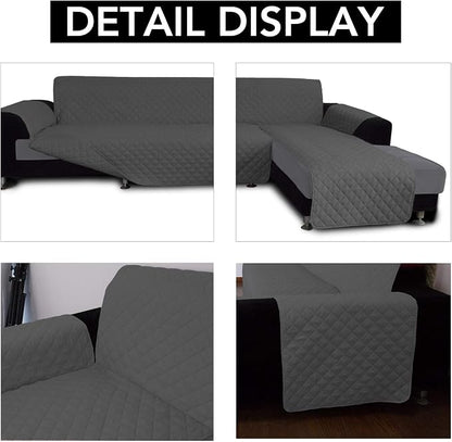 Easy-Going Reversible L-Shape Sectional Couch Cover, X-Large, Dark Gray | Soft Sofa Slipcover For Dogs, Fits Left/Right Chaise Lounge Protector, Water Resistant Mat For Living Room