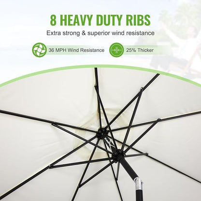 Backyard Expressions 9 ft. Patio Umbrella, Market Table Umbrella w/Tilt and Crank, 8 Ribs