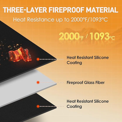 TOHONFOO Large Grill Mats for Outdoor Grill Deck Protector 60 x 48 x 0.04in | 2000℉ Fireproof & waterproof bbq mat protect the deck, patio, pavers, fits gas/charcoal grills, accessories for Blackstone