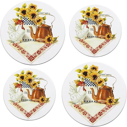 Reston Lloyd, Burner Covers For Electric Stovetop, Decorative Lightweight Tin Covers, Set of 4 (2-8 inch & 2-10 inch), Conceals Messy Drip Pans, Country Kettle