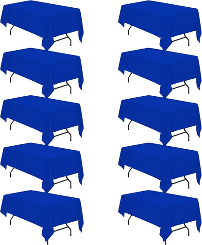 BRILLMAX 10 Pack Royal Blue Tablecloths 60x102 Inch for 6ft Rectangle Table | 150 GSM Polyester Fabric, 15" Standard Drop, Water, Stain & Wrinkle Resistant Cloth Cover for Wedding Reception Banquet Party