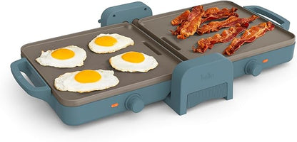 bella 10"x20" Fold and Store Griddle, Non-Toxic, Ceramic Coating, Surf