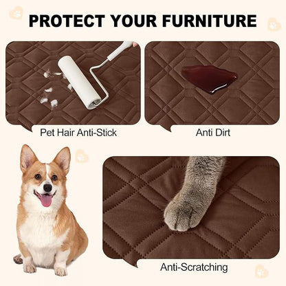 Smiry Reversible Waterproof Pet Couch Covers for Sofa | Washable Dog Couch Sofa Covers, Water Resistant Furniture Protector Slipcover, Geometric (82"x120", Brown/Chocolate)