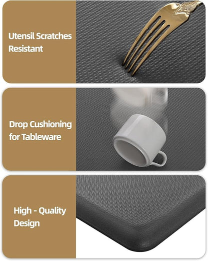 Color&Geometry 0.71" Extra Thick Anti Fatigue Cushion Kitchen Floor Mat,Easy Clean, Water & Oil Proof, Non Slip, Foam Padded Runner Rug for Front Sink,20"x 39" Grey (2.0 Version)