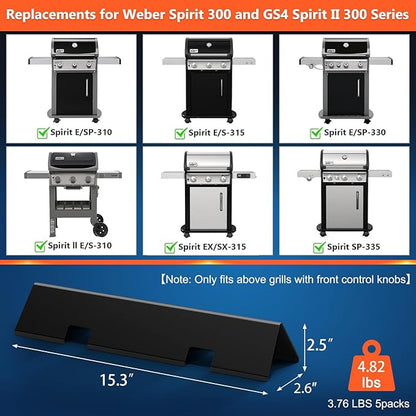 QuliMetal Grill Parts for Spirit E310 S310 E/S320 E/S330, 7636 Flavorizer Bars for Spirit 300 and GS4 Spirit II 300 Grills with Front Control Knobs, 15.3" Flavor Bars for Weber Spirit II Parts 67046