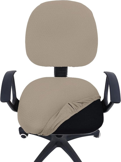 Smiry Office Computer Chair Covers for Desk Rotating Chair Protector | Stretch Jacquard Removable Washable Universal Slipcovers, Seat + Backrest Cover, Taupe