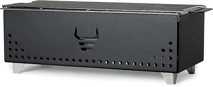 Hibachi Charcoal Grill,Easy to Use Charcoal Grill,Outdoor Tabletop Safe,Great for Travel, Camping, Patio, Balcony,Made from Stainless Steel,Operates Up to 750ºF,5 Yr Warranty (Matte Black)