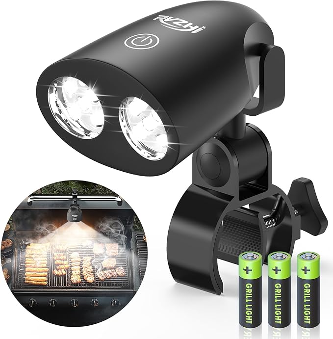 Grill Light BBQ Accessories: Upgraded 10 LEDs Bright Outdoor Grill Light - Flexible Rotation Adjustable C-clamp Smoker Grilling Accessories - Grilling Gifts for Men Dad Husband
