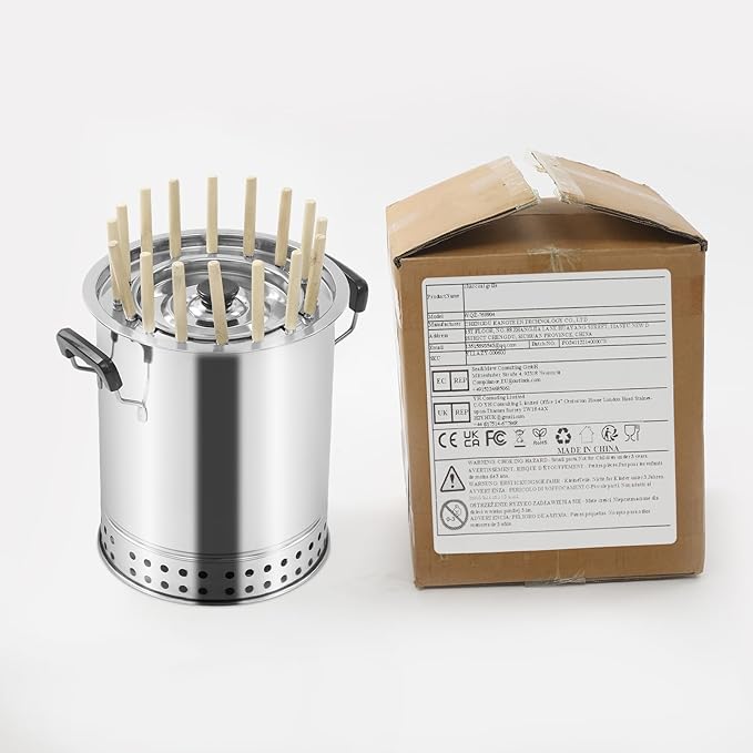 Charcoal Hanging Grill Portable Charcoal Grill with 30 Skewers & Charcoal Drum Skewer Grill for Camping Picnics Parties Beaches Outdoor Vertical Charcoal Grill, Silver