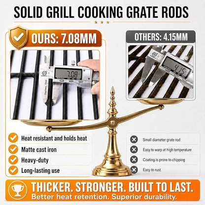 Hisencn Grill Replacement Parts for Expert Gas Grill 3 Burner 720-0988EC 720-0988EG 720-0988ED Grill, Cast Iron Grill Grates and Porcelain Steel Heat Tent Plates Heat Shield Repair Kit