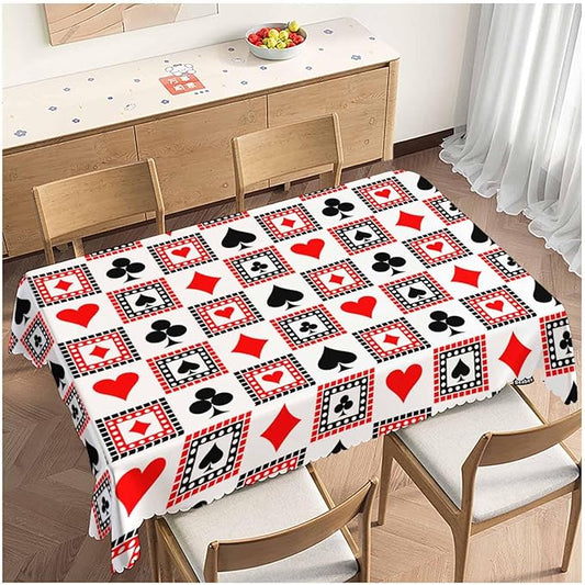 52x70 Inch Tablecloth Playings Cards, Poker Diamond Hearts Spades Poker Non-Fading Table Covers Kitchen Dinning Tabletop Decoration, Washable Table Cloth for Outdoor and Indoor Use