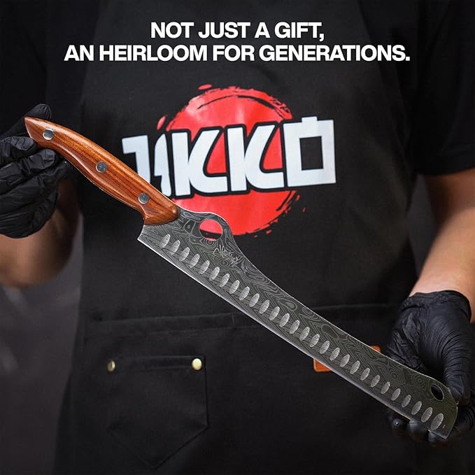 Jikko® SteelFang Edition – Japanese Brisket Knife 12" with Rosewood Handle | Premium Butcher & Carving Knife for Meat, BBQ, and Brisket Slicing – Ultra Sharp High-Carbon Stainless Steel Blade