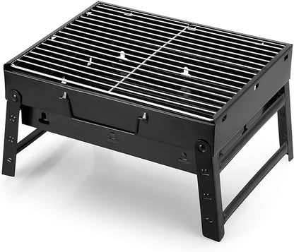 Uten Portable Charcoal Grill, Stainless Steel Folding Grill Table top Outdoor Smoker BBQ for Camping, Beach Barbecue, Smoker Grill for Camping Picnics Garden Beach Party (Small 13.7''x9.4''x 2.3'')