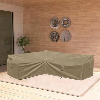 Heavy Duty Outdoor Sectional Couch Covers, 83"X104" Waterproof 600D Patio Sectional Sofa Cover, L-Shaped Lawn Patio Furniture Cover, Left Facing