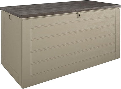 Cosco Outdoor Living 180 Gallon Patio Storage Box, Extra Large, Lockable Lid, Weather-Resistant, Tan/Brown