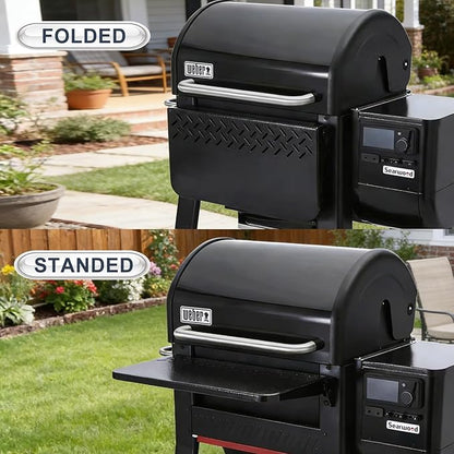 KEESHA Folding Front Table for Weber Searwood 600 Pellet Grill, Replace Weber 3400108, Heavy-Duty Grill Accessories for Food Prep and Storage, 24" x 12.5"