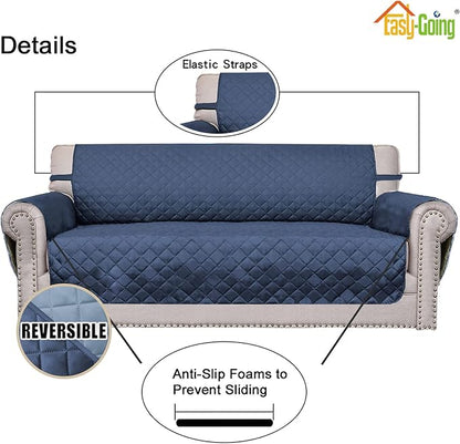 Easy-Going Oversized Chair Sofa Slipcover Reversible Sofa Cover Water Resistant Couch Cover Furniture Protector Cover with Elastic Straps for Pets Dog (Oversized Chair, Dark Blue/Light Blue) | Machine Washable Slipcover For Dogs, Water Resistant Furnit...