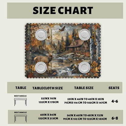 Retro Rustic Decorative Rectangle Tablecloth Bear Cottage Country Rustic Cabin Rectangle Table Cover Anti-Oil Tablecloth for Dining Tables, Parties, Wedding and Banquet Decoration 52" x 70"