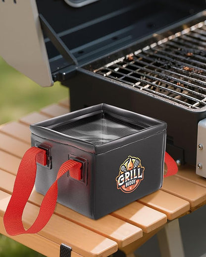 BS-VOG Grill Brush Dunk Tank, Collapsible Water Bucket with Sturdy Handles for Grill Brush Bristle Free, Stable Square Water Basin for BBQ Steam Cleaning (Only Soak Basin No Grill Brush)