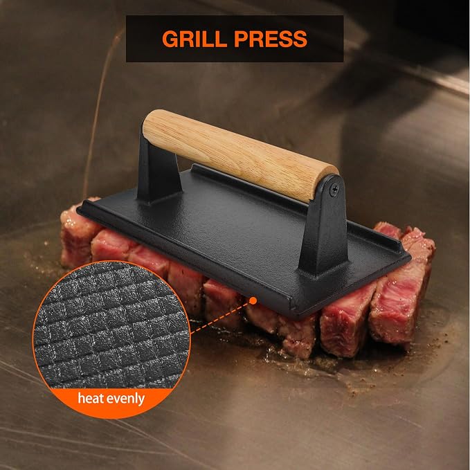 onlyfire Professional Flat Top Barbecue Tool Kit Grill Griddle Tools | Griddle Accessories for Camping, Outdoor Hibachi, Backyard-5 pcs