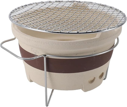 Portable Clay Grill Boiler Stove, Dual Use Charcoal BBQ Grill with Grate, Wood Burning Camping Stove for Backyard, Picnics and Kit