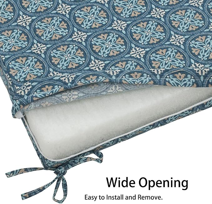 Magpie Fabrics Indoor Outdoor Cushion Cover Replacement 2 Pack, NO Insert! Water Repellent Slipcover with Ties Decor for Patio Garden Chair Seat Sofa Bench Wicker(Morgan Medal Blue, 24x24x4 Inch)