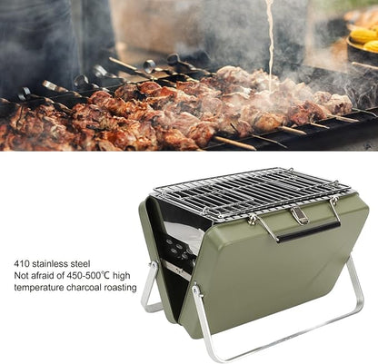Alomejor Portable Charcoal BBQ Grill Folding Notebook Grill Wire Meshes Tools for Camping Outdoor Cooking Backyard Picnic