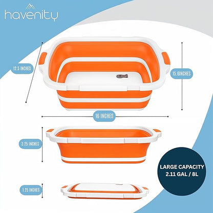 BBQ Prep Tub 8L - Multifunctional Collapsible Camping Cutting Board with Upgraded Locking Lid, Meat Storage Container for Meal Prep, Dish Basin Bowl Perfect for Grilling Outdoor (Large)