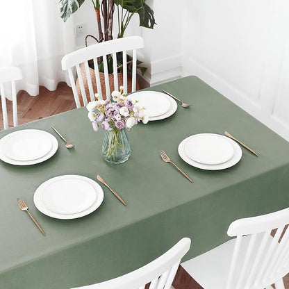 Romanstile 100% Waterproof PVC Tablecloth Square, Oil Spill Proof Stain Resistant Vinyl Table Cloth, Wipe Clean Plastic Table Covers for Kitchen/Dining/Parties - 54 x 54 Inch, Sage Green